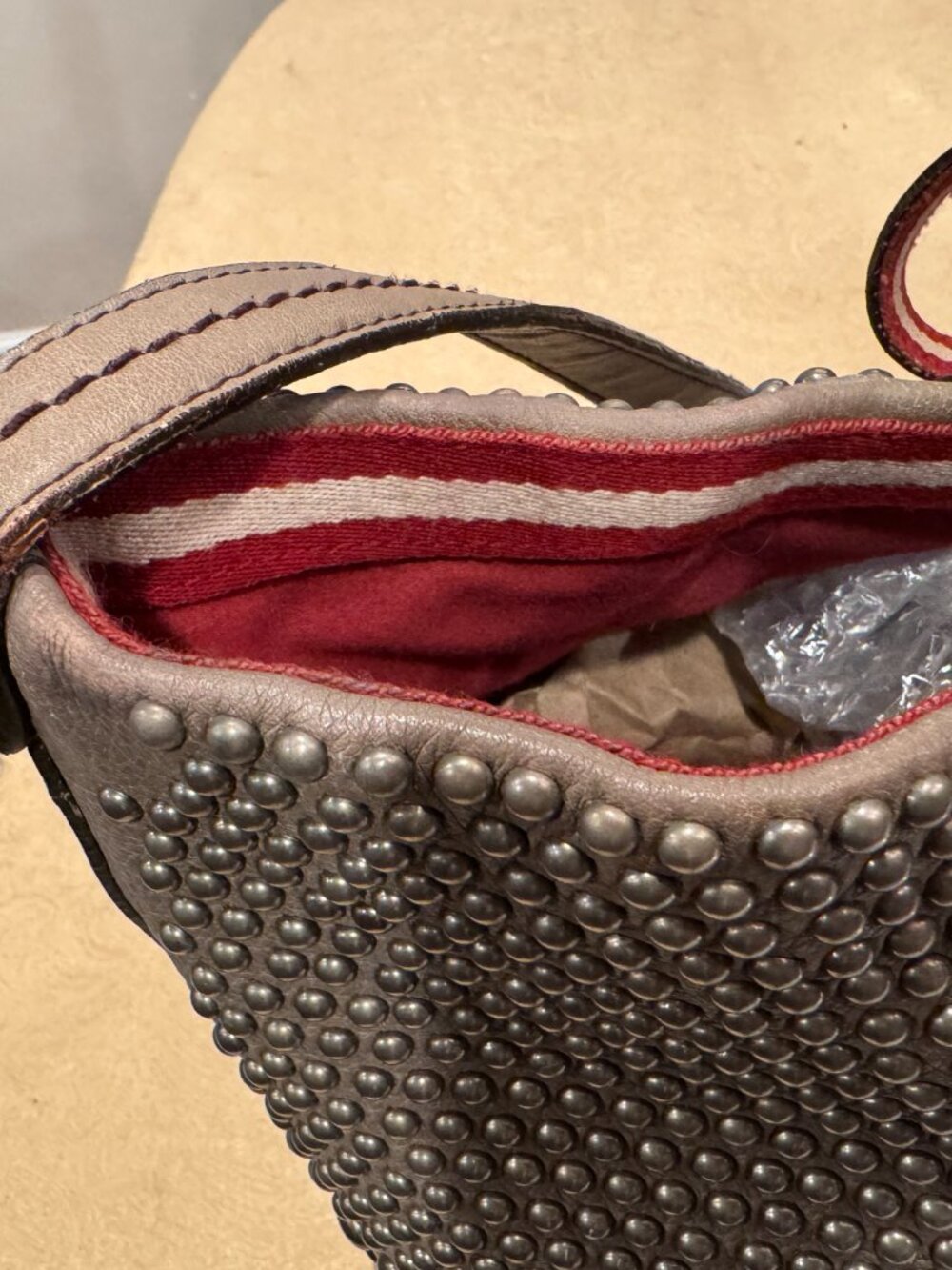 Bally Limited Release Macy Studded Leather Tote Grey Luxury - Picture 7 of 16
